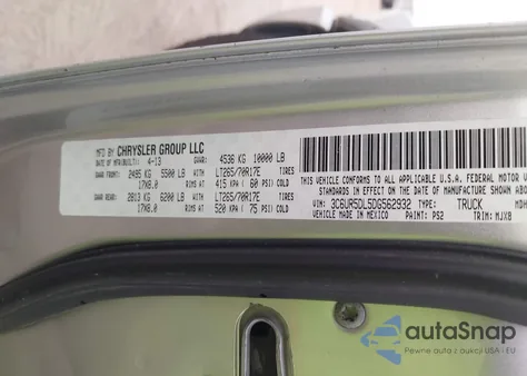 2013 Ram 2500 Lone Star z USA, uszkodzony, nr VIN 3C6UR5DL5DG562932